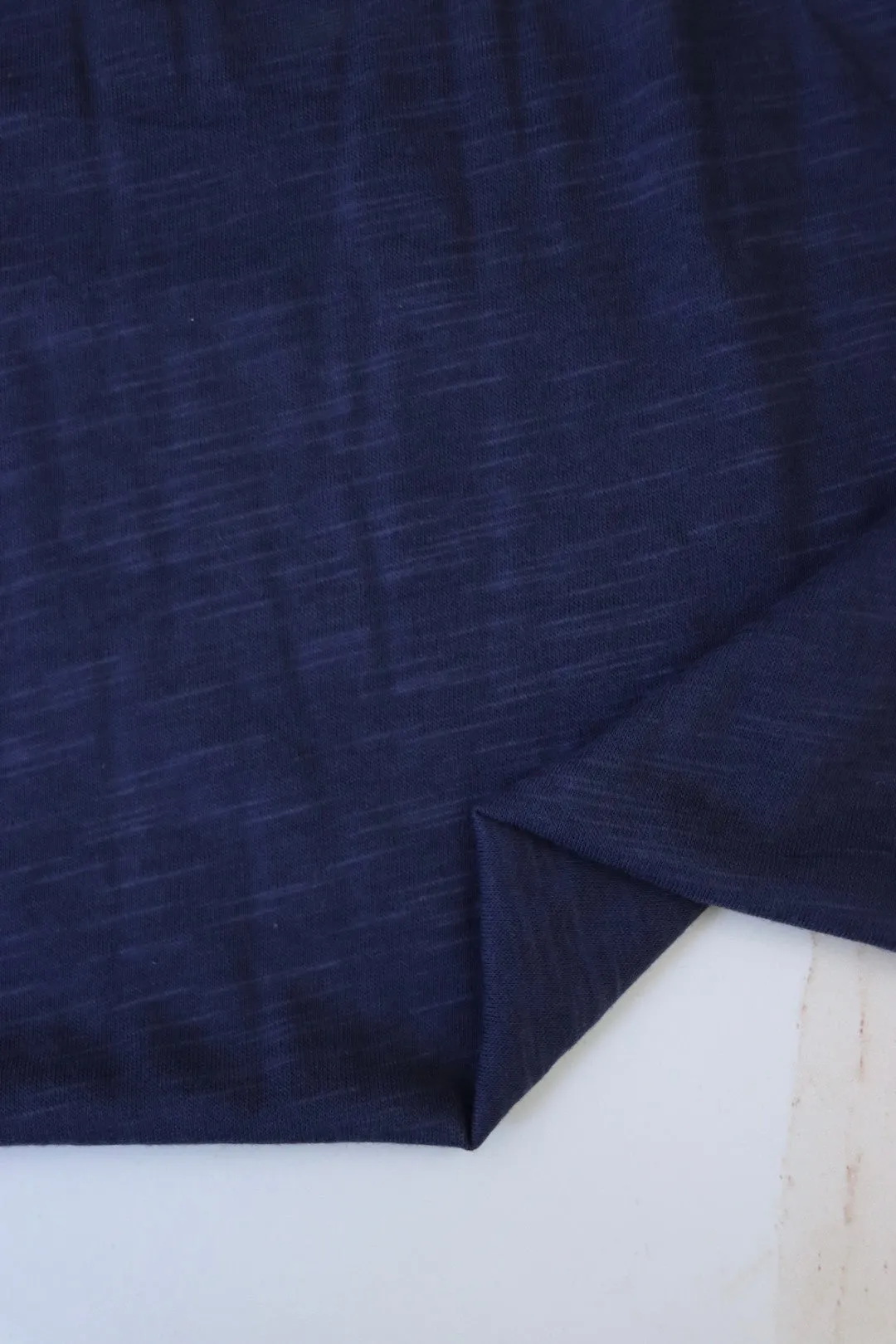 2YD REMNANT; Navy Cotton Modal Slub Jersey Knit
