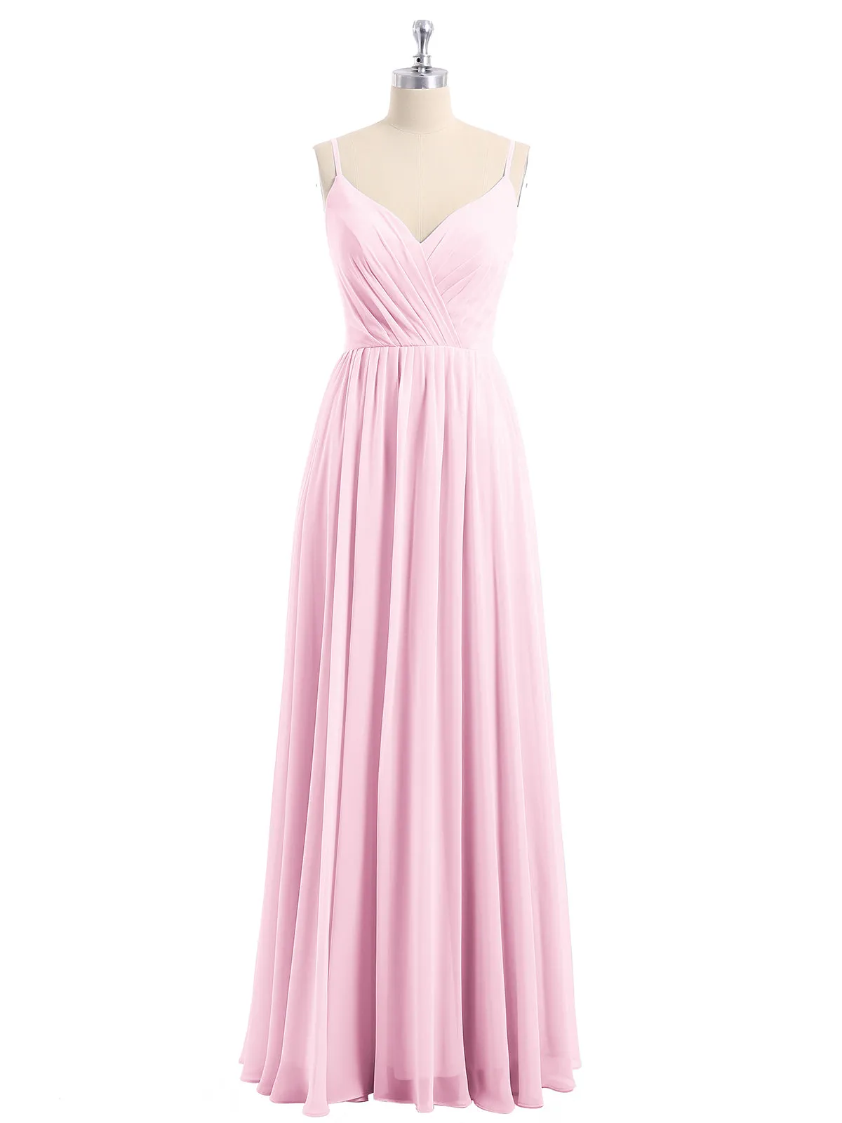 Chiffon Bridesmaid Dresses with Spaghetti Straps-Candy Pink