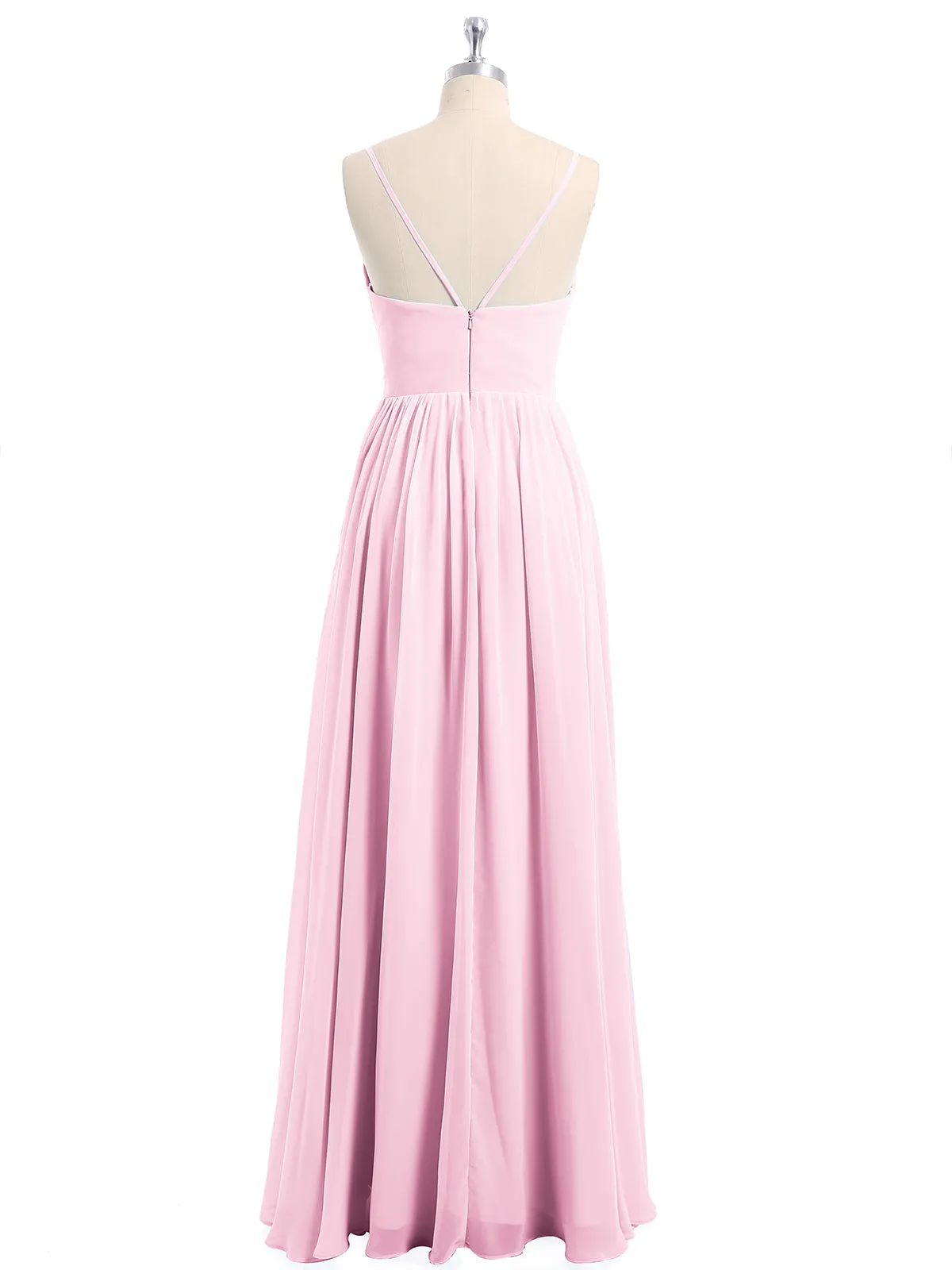Chiffon Bridesmaid Dresses with Spaghetti Straps-Candy Pink