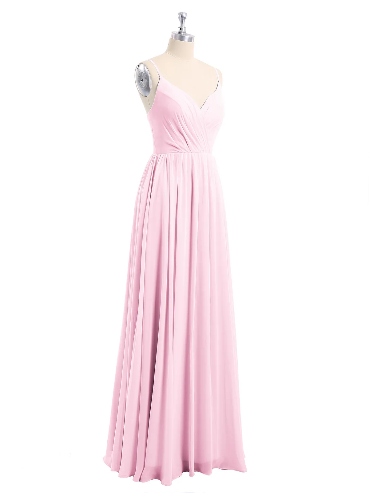 Chiffon Bridesmaid Dresses with Spaghetti Straps-Candy Pink
