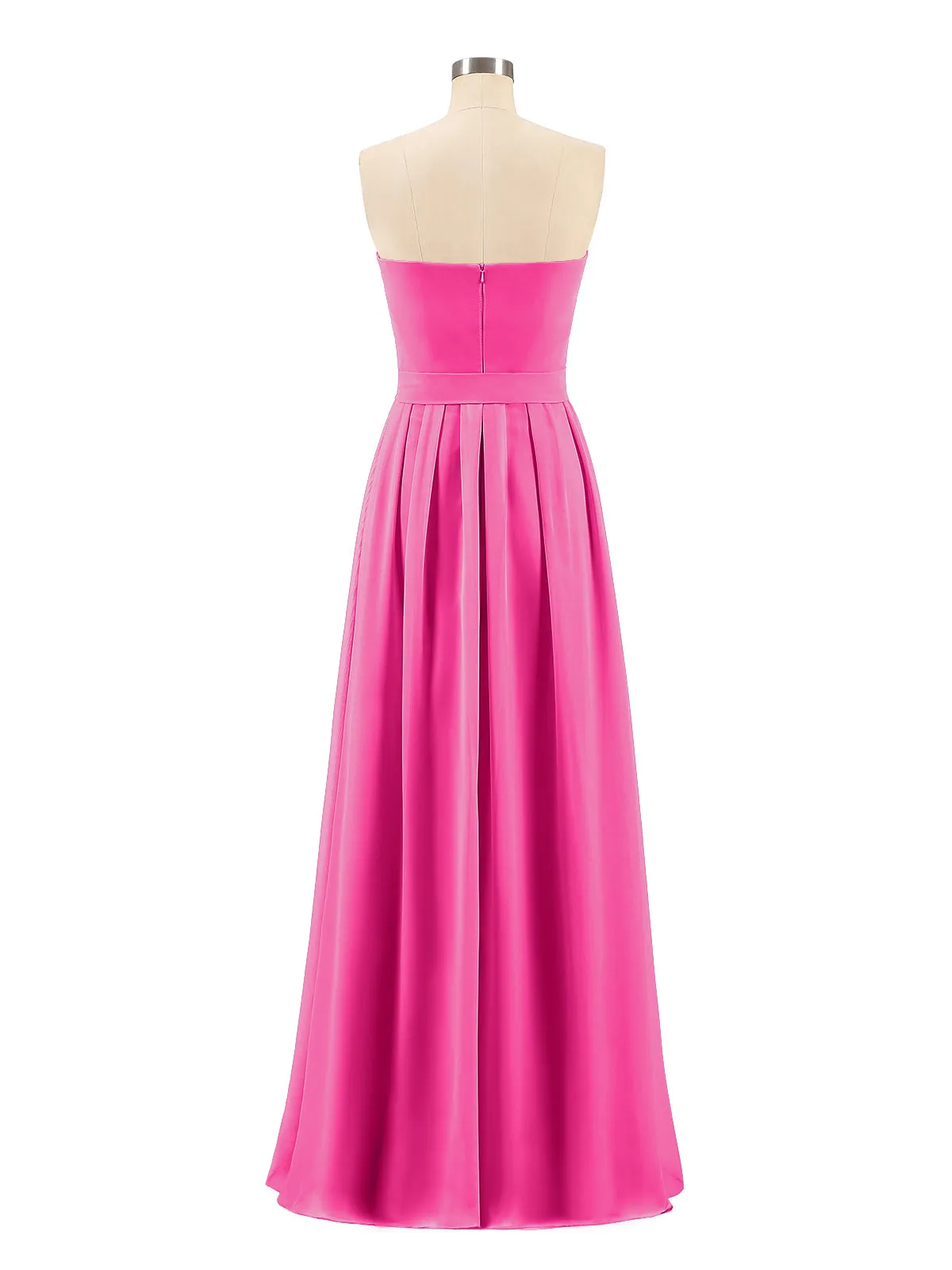 Chiffon Strapless Bridesmaid Gown with Sash-Fuchsia