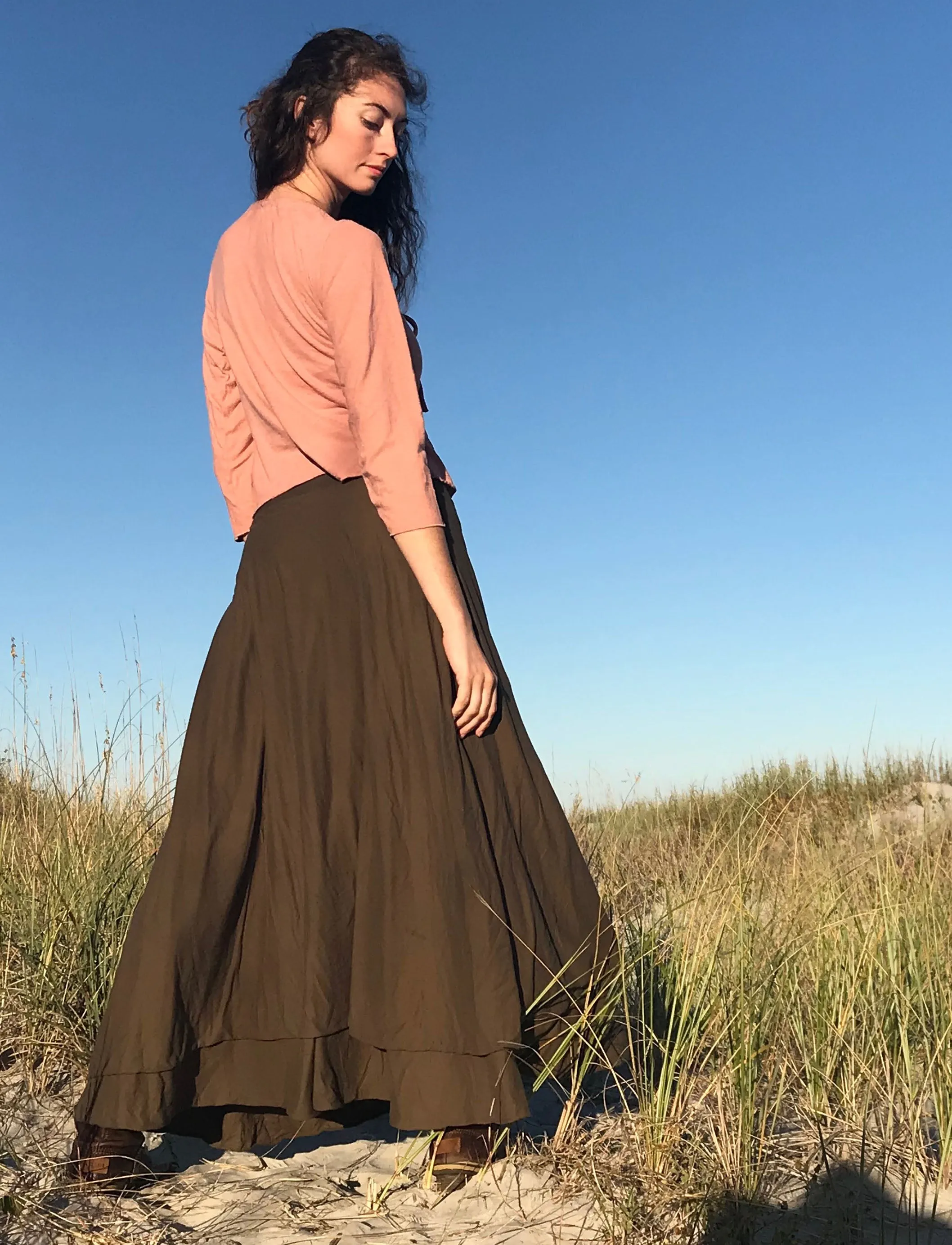 Drawstring Collar Simplicity Cropped Shirt