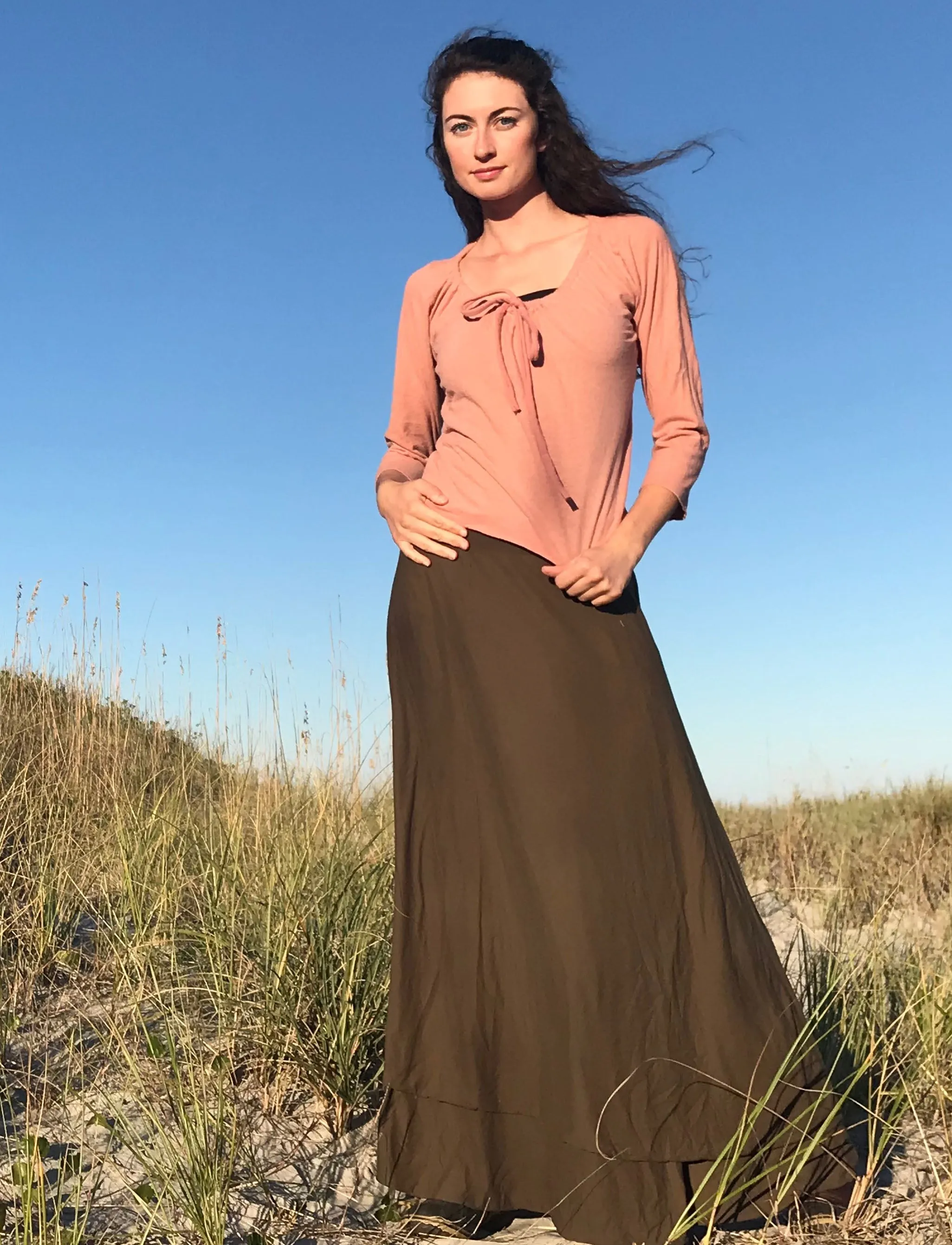 Drawstring Collar Simplicity Cropped Shirt