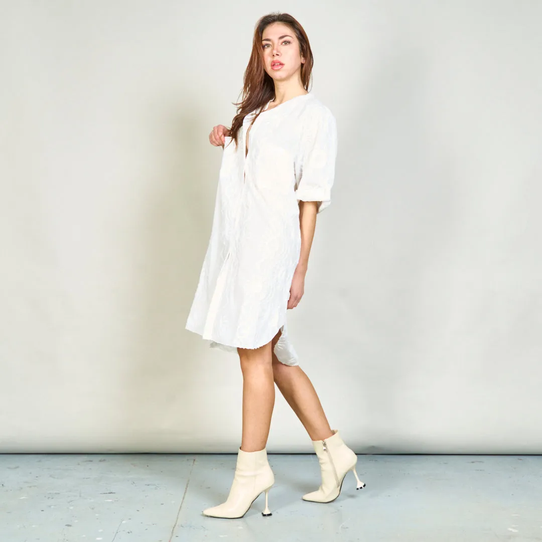 Embroidered button-up shirt dress wholesale