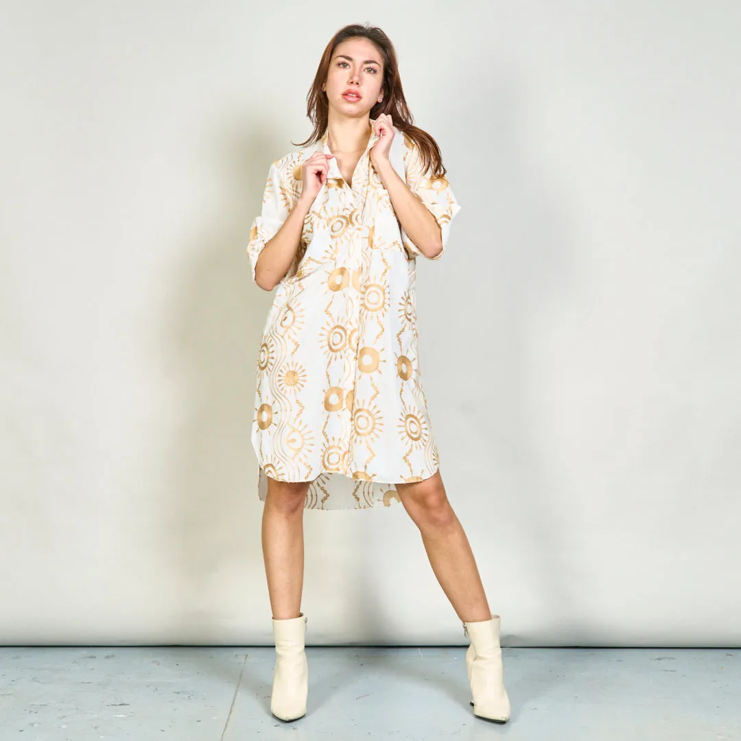 Embroidered button-up shirt dress wholesale