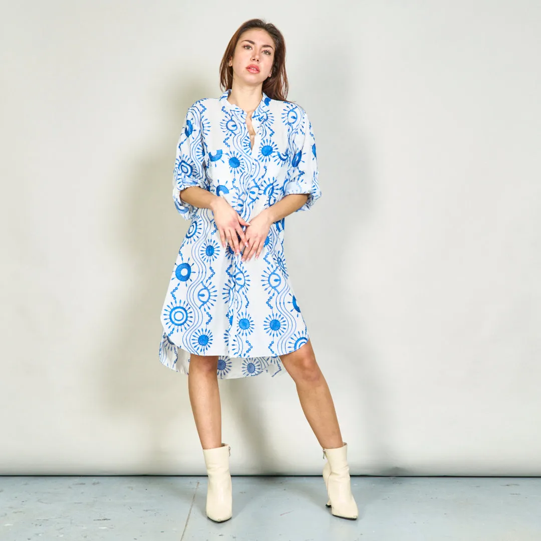 Embroidered button-up shirt dress wholesale