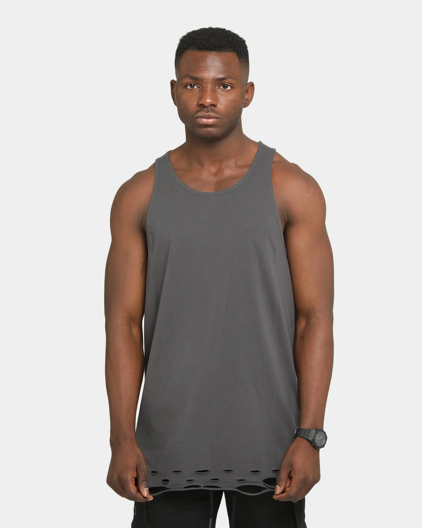 EN ES Service Distressed Singlet Charcoal