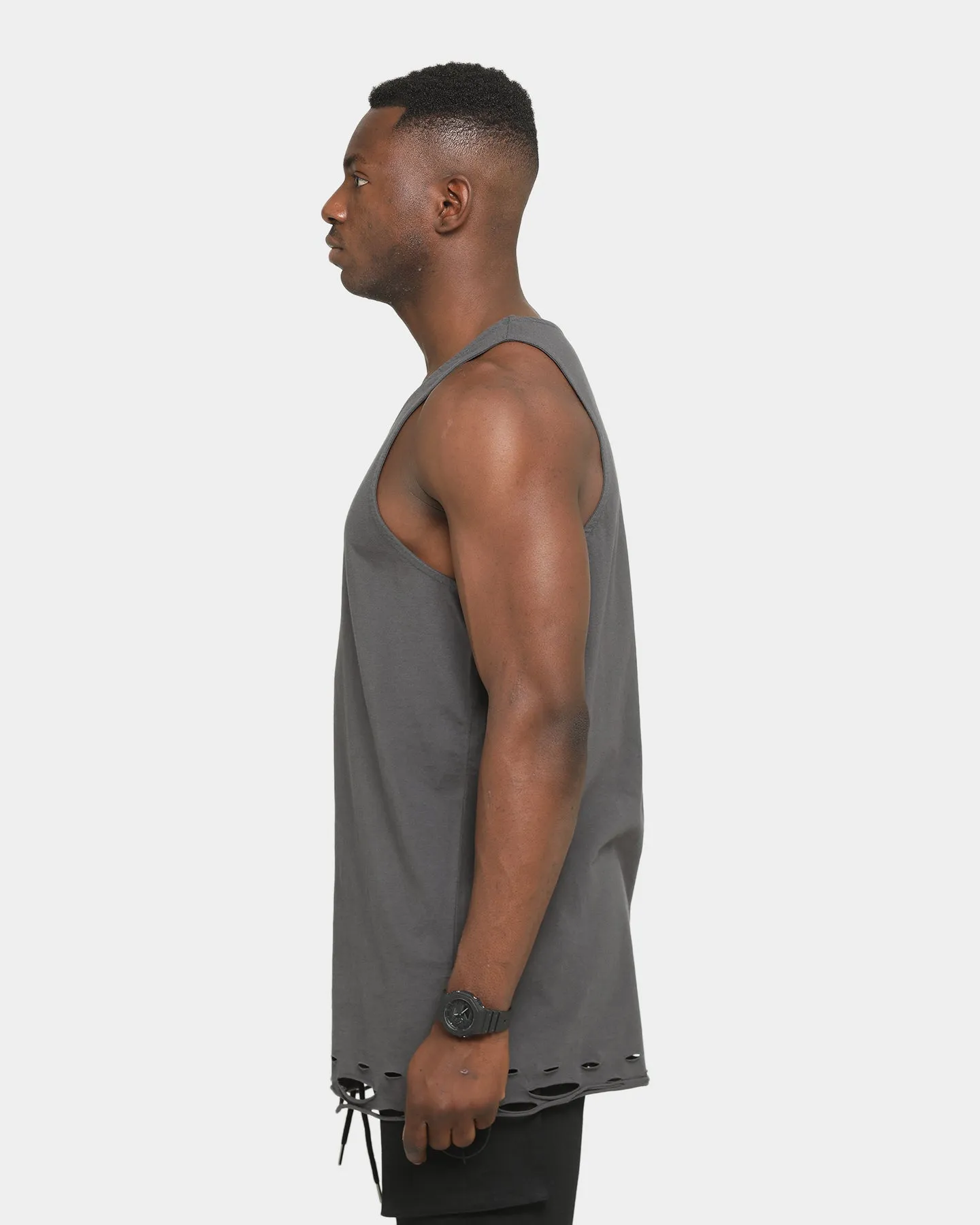 EN ES Service Distressed Singlet Charcoal