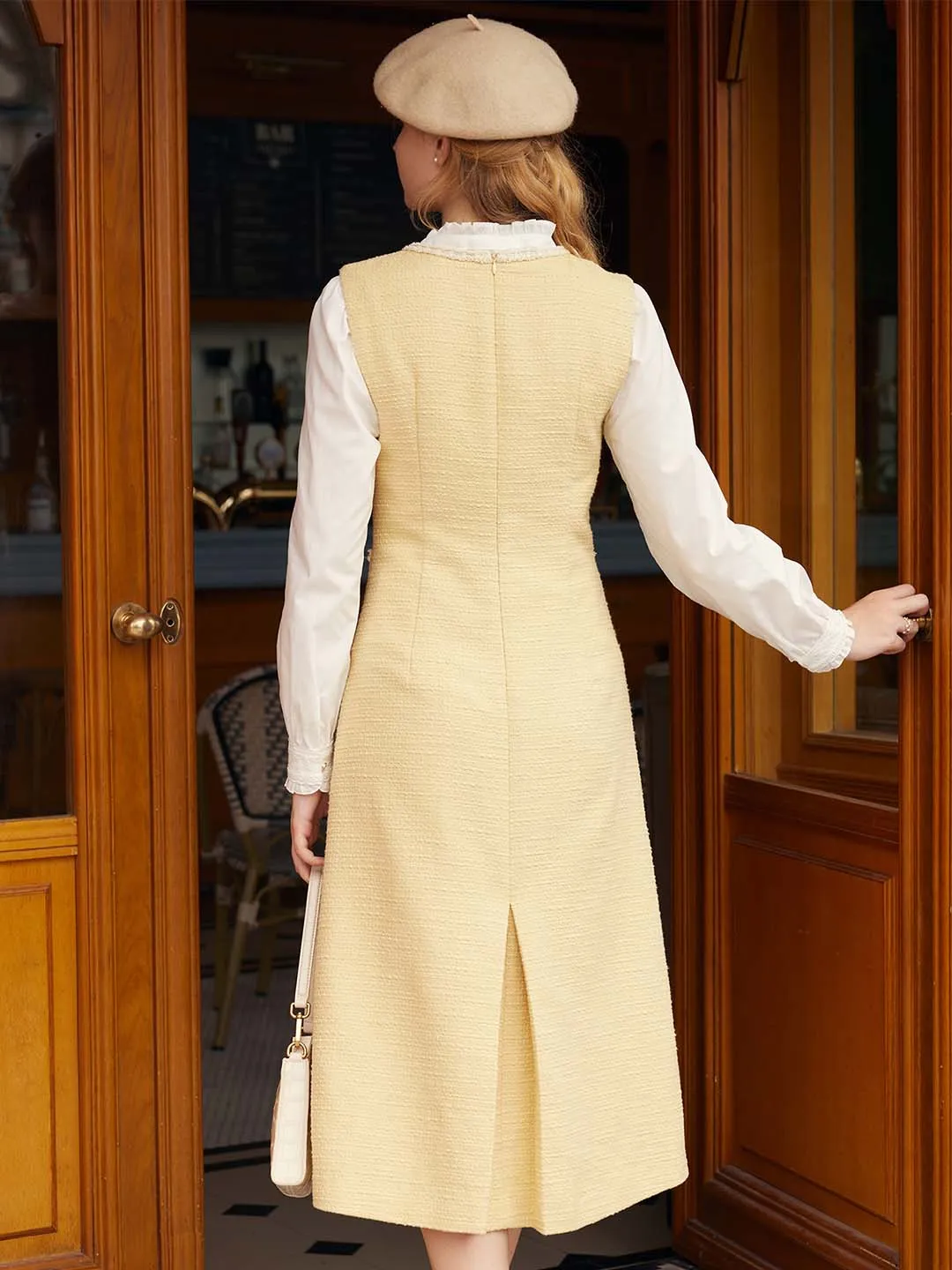 【Final Sale】Kahlani Exquisite Vintage Sleeveless Tweed Vest Dress