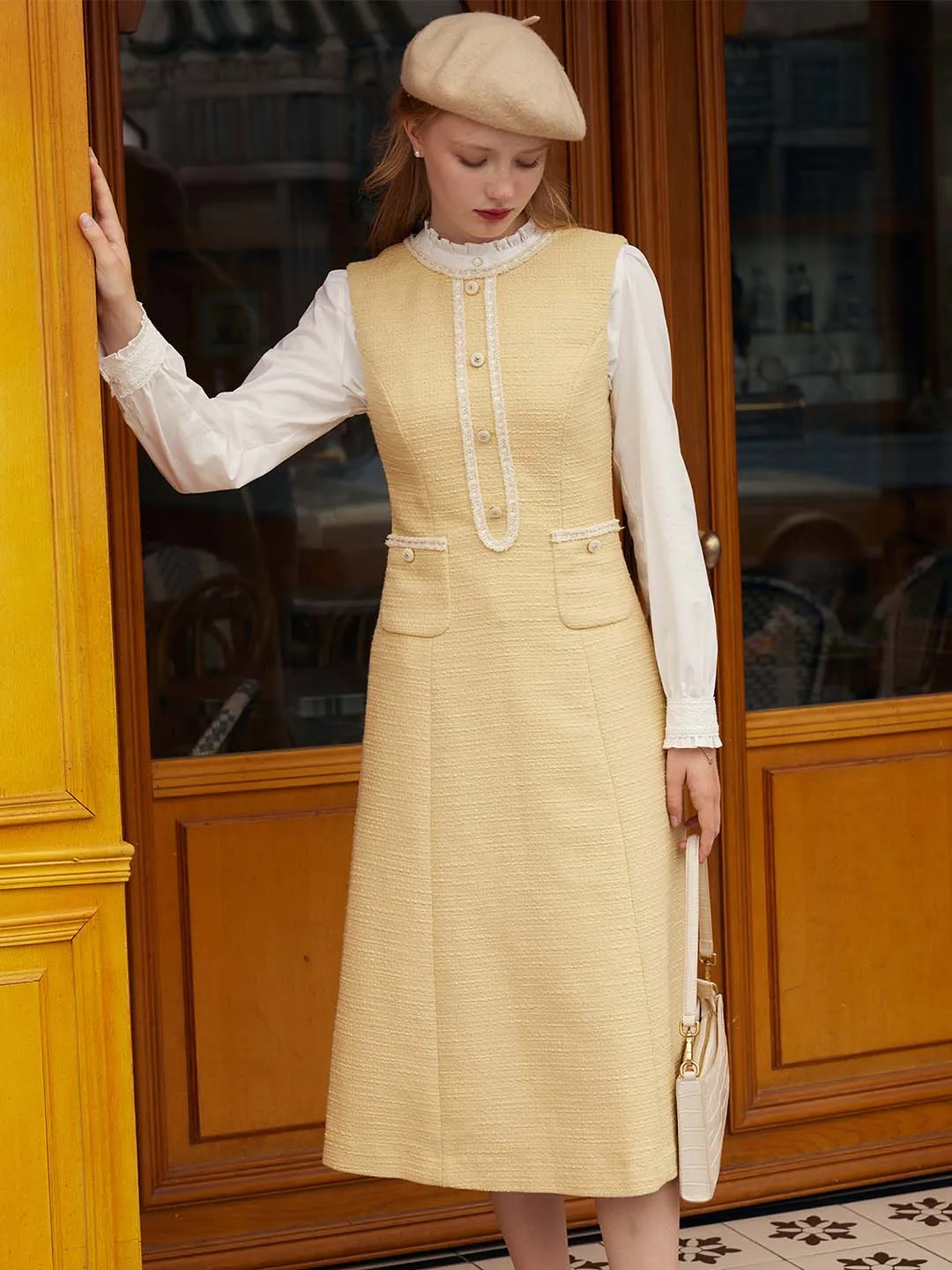 【Final Sale】Kahlani Exquisite Vintage Sleeveless Tweed Vest Dress