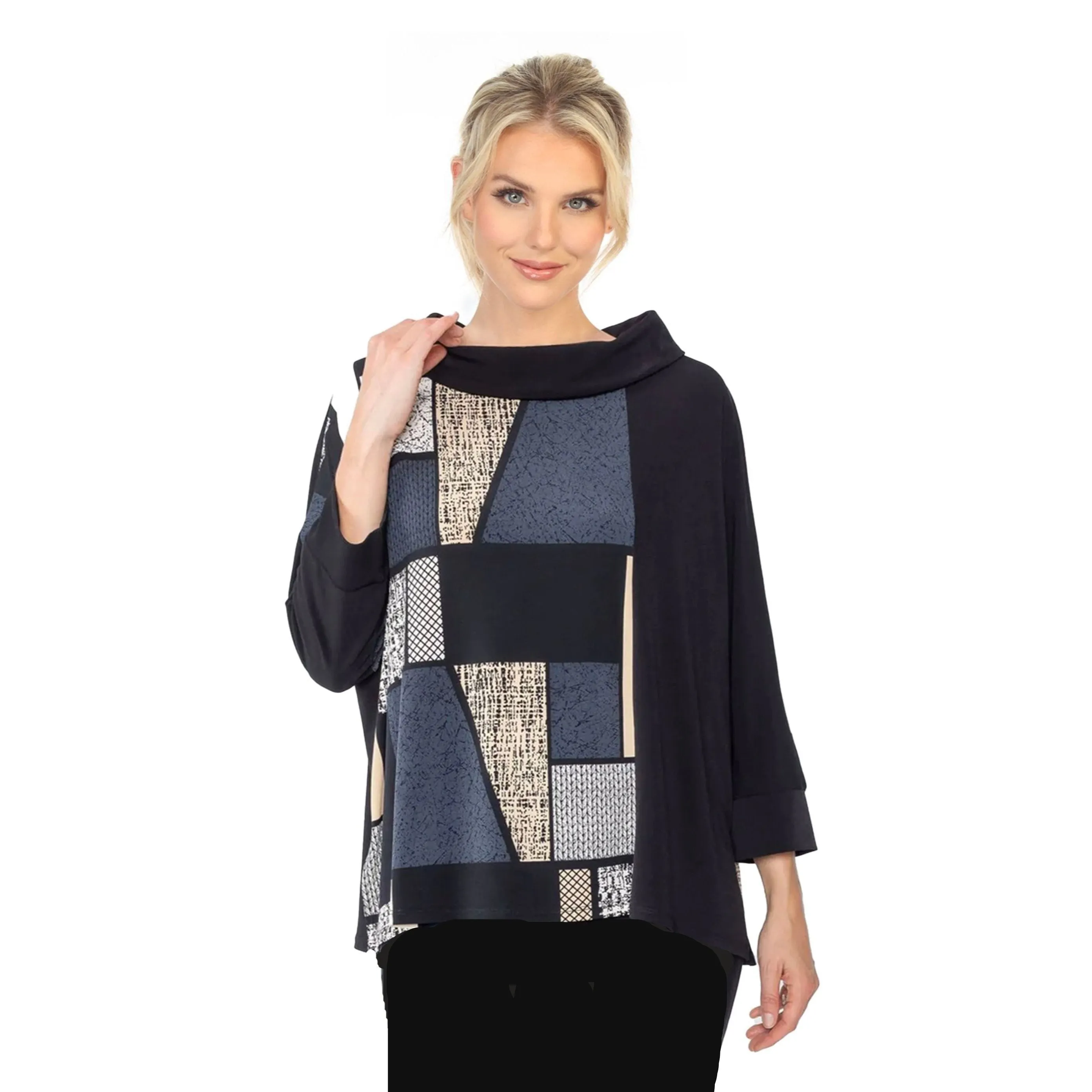 IC Collection Colorblock Mixed-Print Tunic Top - 4922T-TP - Size. L