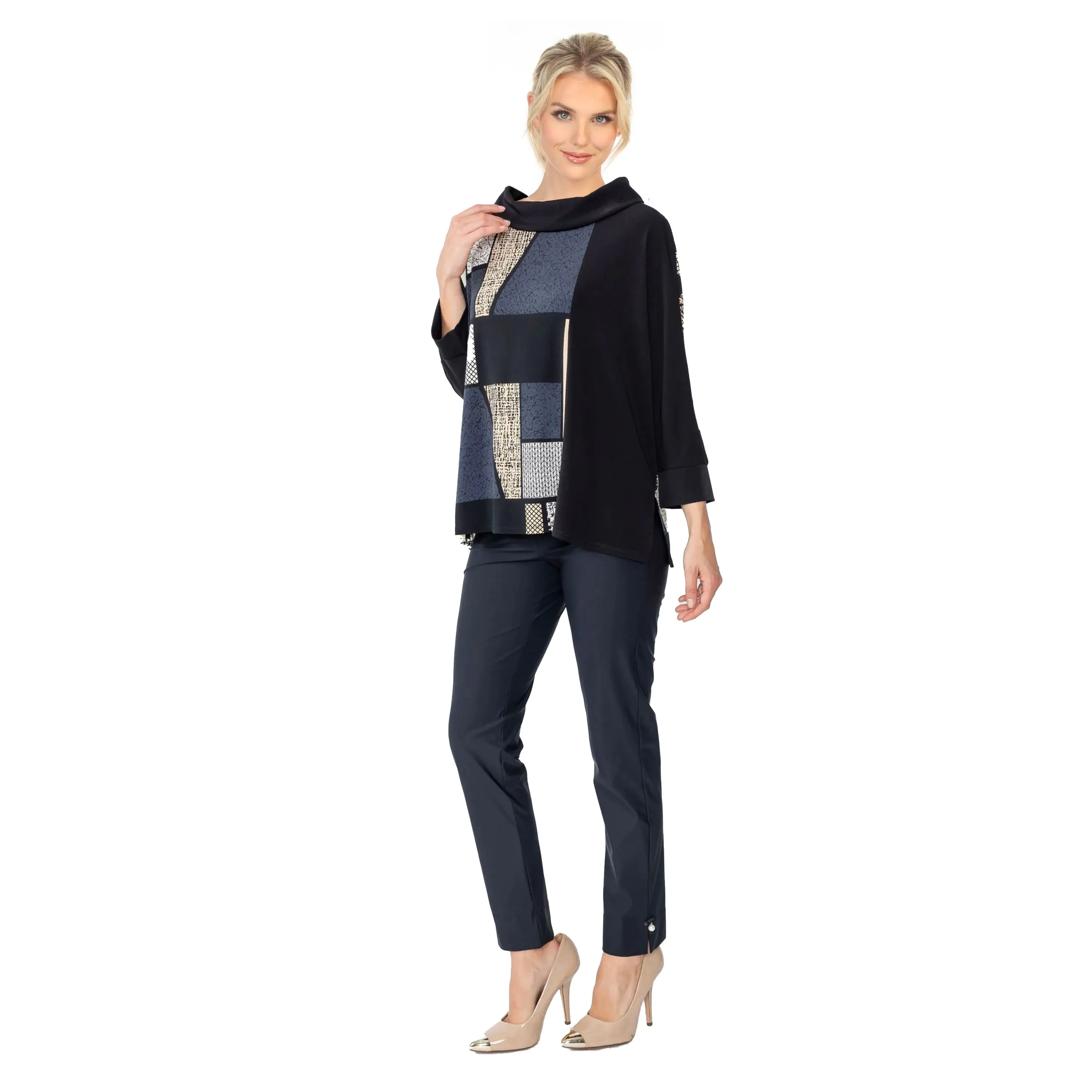 IC Collection Colorblock Mixed-Print Tunic Top - 4922T-TP - Size. L