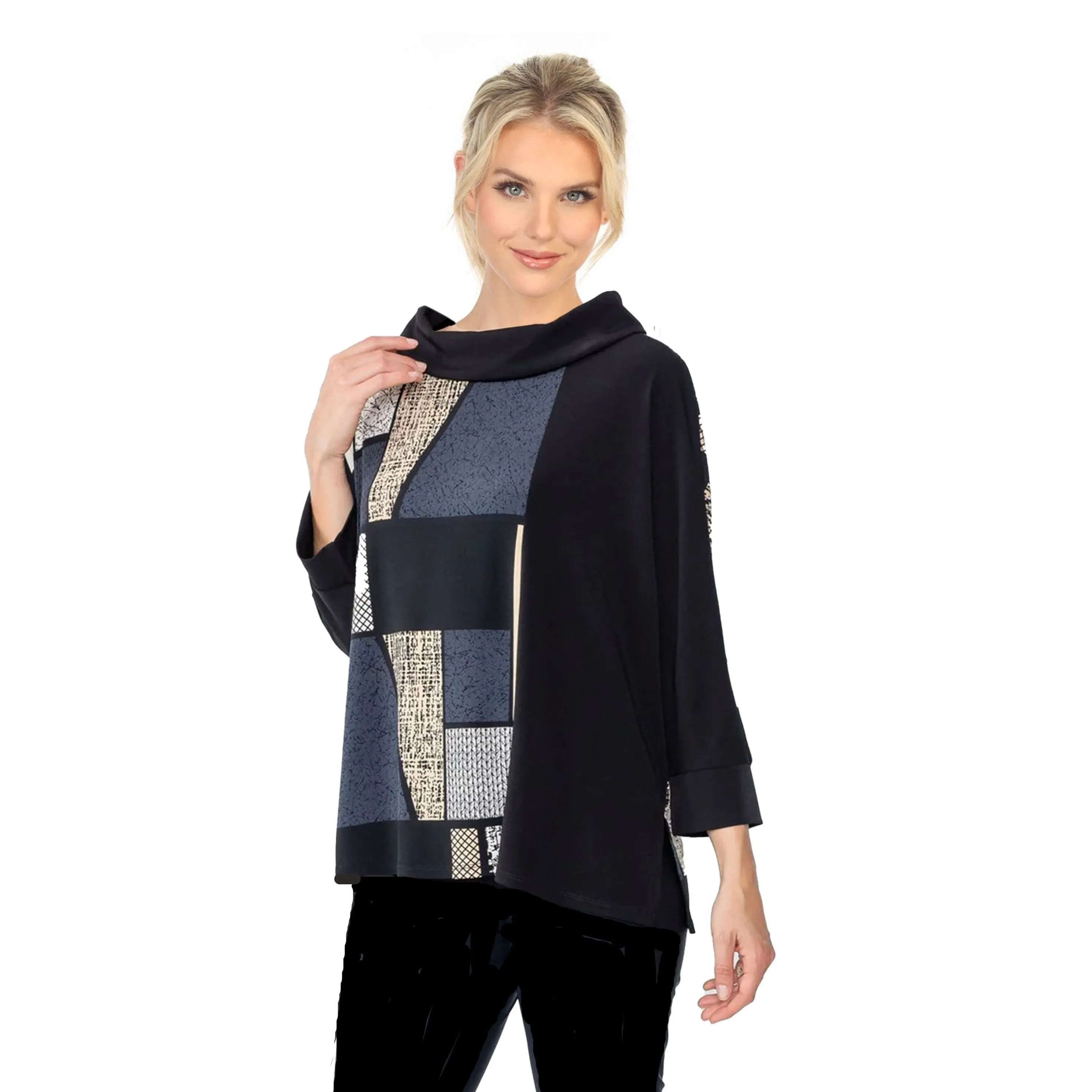 IC Collection Colorblock Mixed-Print Tunic Top - 4922T-TP - Size. L