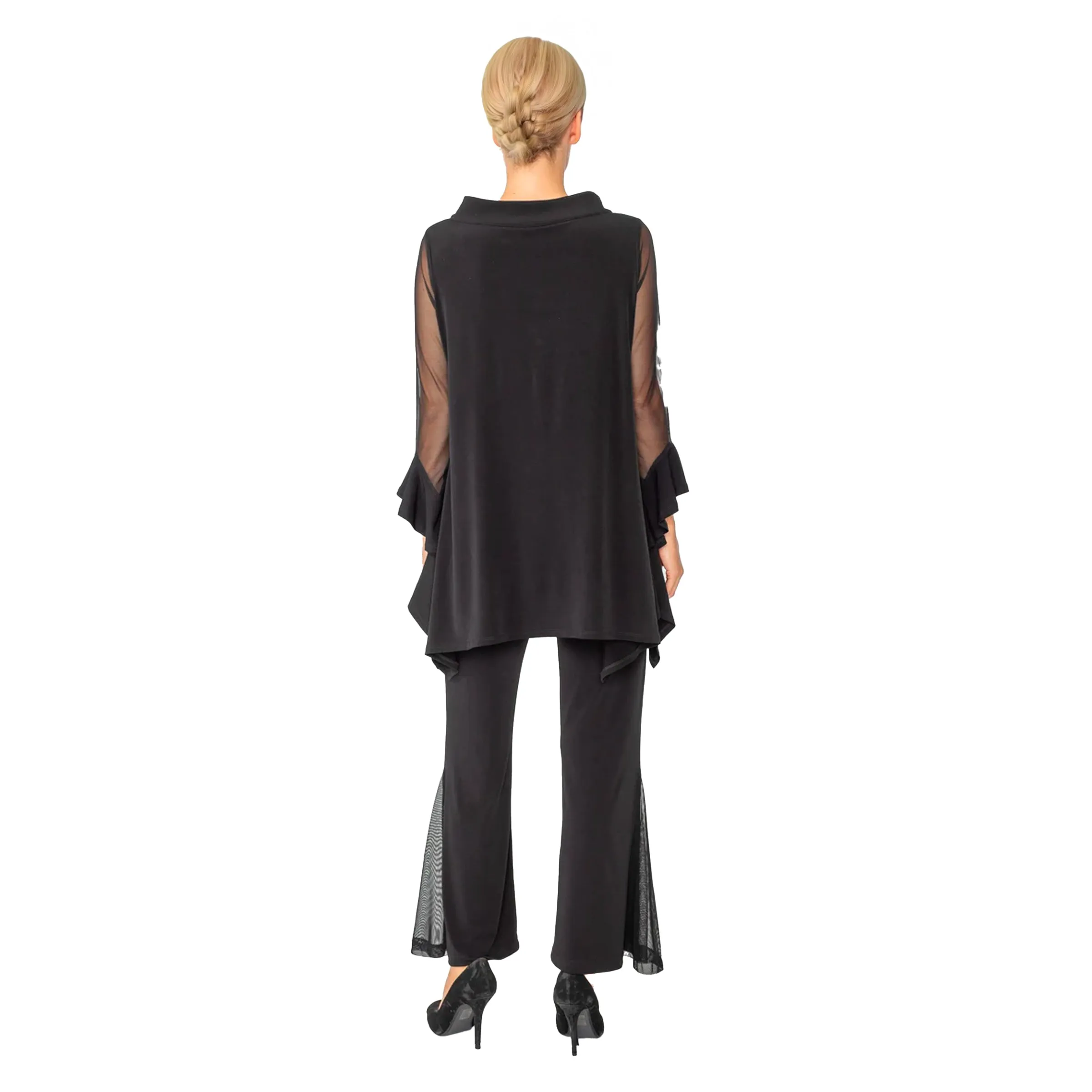 IC Collection Mesh Sleeve Tunic in Black - 4953T