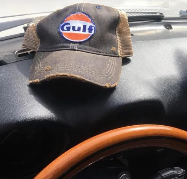 M&P Speed Shop Cap: GULF Distressed Trucker Black