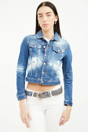 Medium Wash Distressed Denim Jacket