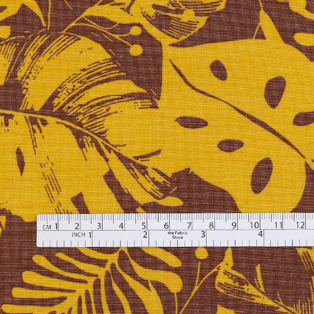 Monstera Cotton / Poly Shirting - Pollen / Brown
