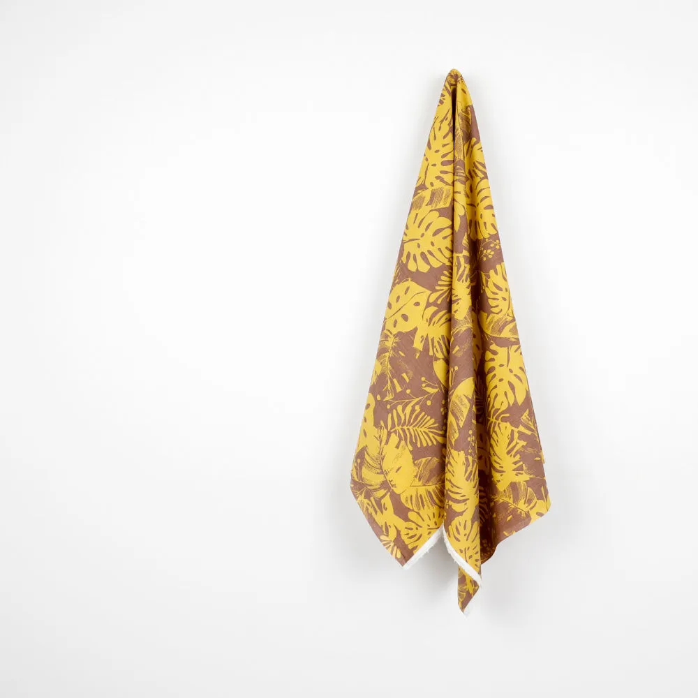 Monstera Cotton / Poly Shirting - Pollen / Brown