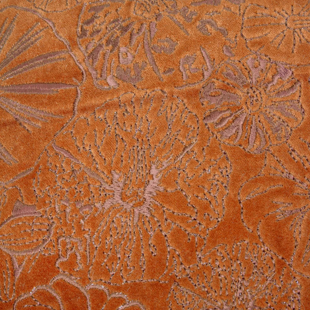 Picking Patch Embroidered Velvet Cushion Pumpkin