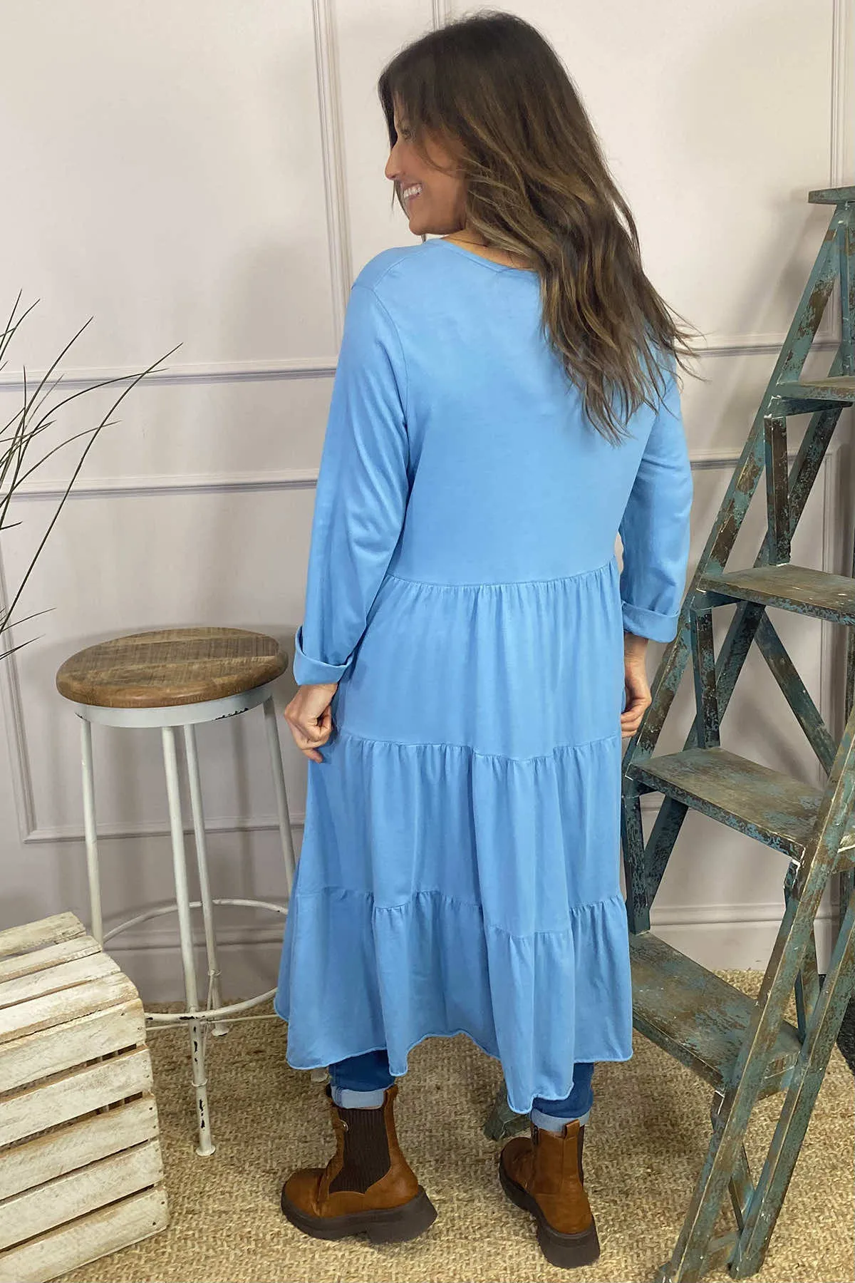 Piper Tiered Cotton Tunic Blue