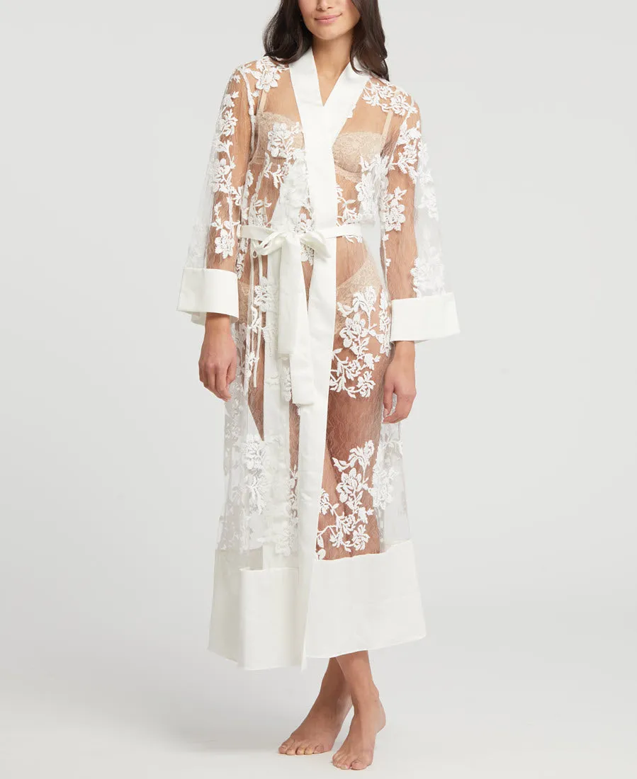 Rya Sleepwear Charming Ivory Lace Long Robe 408