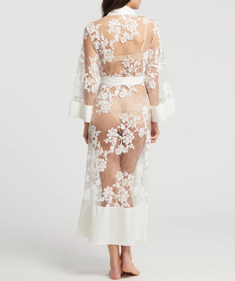 Rya Sleepwear Charming Ivory Lace Long Robe 408