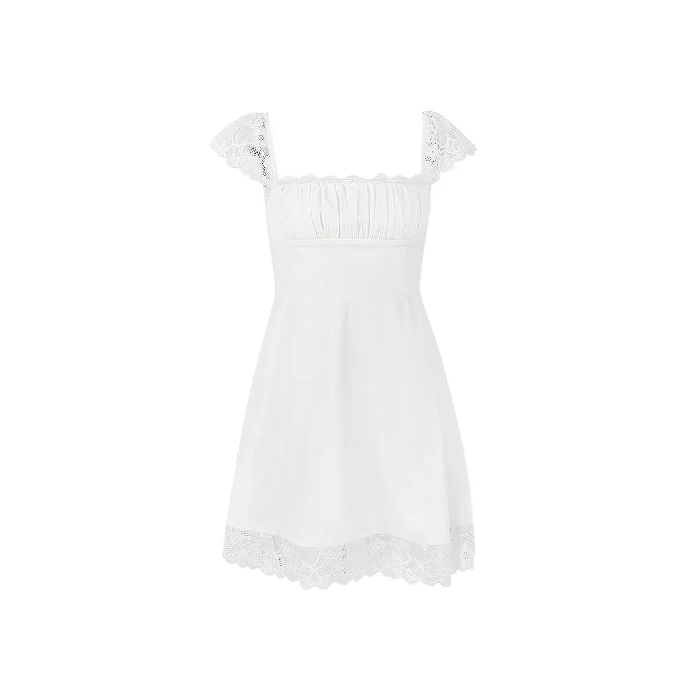 Simple Design White Lace Dress