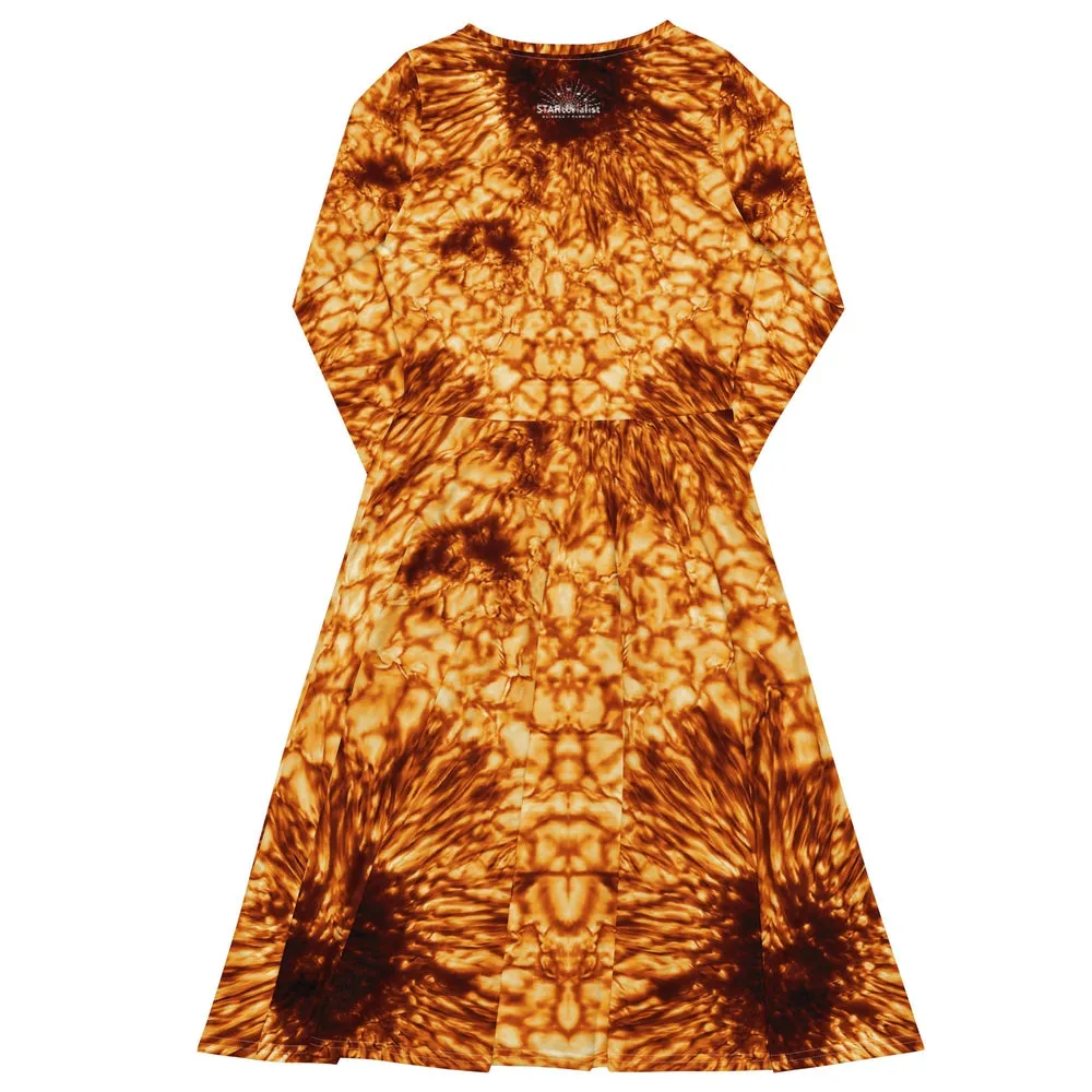 Solar Maximum DKIST Sunspot Long-Sleeve Midi Dress with Pockets