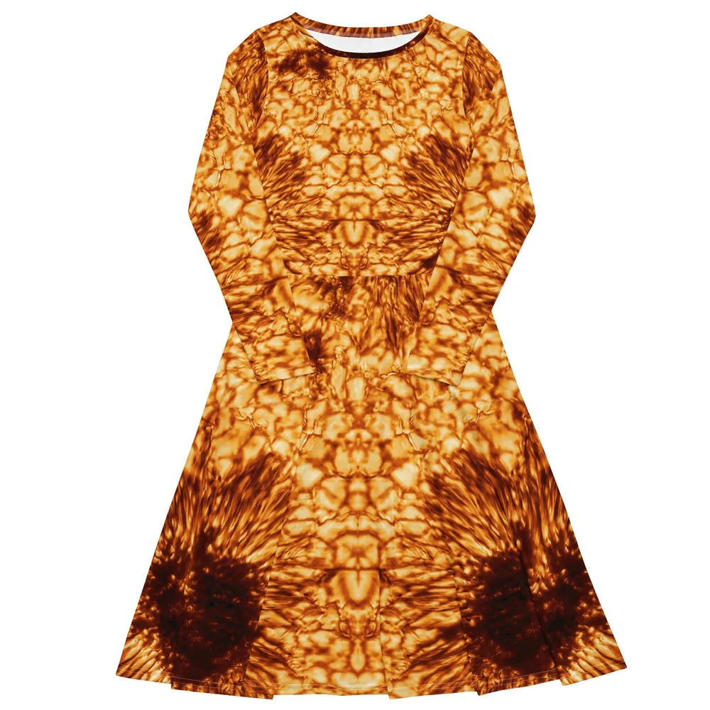 Solar Maximum DKIST Sunspot Long-Sleeve Midi Dress with Pockets