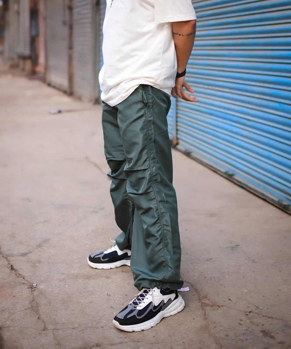 UNISEX Enchanted Forest Bottle Green Cargo Parachute Pants